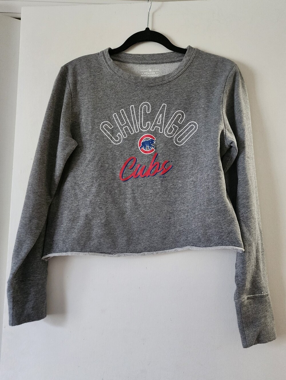 Genuine Merchandise Chicago Cubs Gray Cropped Crewneck Sweatshirt MLB Small
